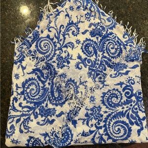 Intermix Blue and White Paisley Scarf